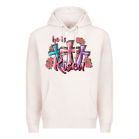 Pale Pink He Is Risen Cross Premium Hoodie - RanaPortraitStore