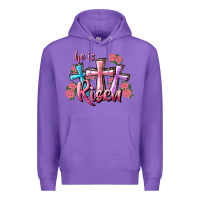 Purple He Is Risen Cross Premium Hoodie - RanaPortraitStore