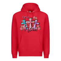Red He Is Risen Cross Premium Hoodie - RanaPortraitStore