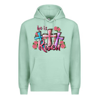 Seafoam He Is Risen Cross Premium Hoodie - RanaPortraitStore