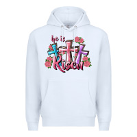White He Is Risen Cross Premium Hoodie - RanaPortraitStore