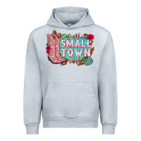 Heather Grey just a small town girl cowgirl boots Urban Hoodie - texasbilliewilder