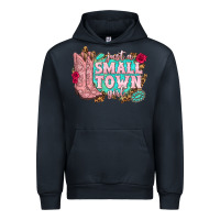 Navy just a small town girl cowgirl boots Urban Hoodie - texasbilliewilder