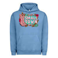 Pigment Pebble Blue just a small town girl cowgirl boots Urban Hoodie - texasbilliewilder