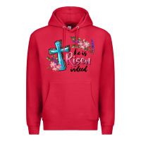 Cardinal He Is Risen Indeed Cross And Flowers Premium Hoodie - RanaPortraitStore