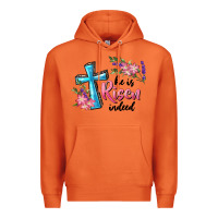 Carrot He Is Risen Indeed Cross And Flowers Premium Hoodie - RanaPortraitStore