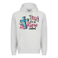 Dove Grey He Is Risen Indeed Cross And Flowers Premium Hoodie - RanaPortraitStore