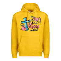 Lemon He Is Risen Indeed Cross And Flowers Premium Hoodie - RanaPortraitStore