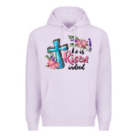 Lilac He Is Risen Indeed Cross And Flowers Premium Hoodie - RanaPortraitStore