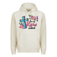 Oatmeal Heather He Is Risen Indeed Cross And Flowers Premium Hoodie - RanaPortraitStore