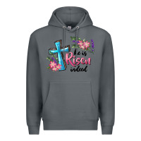 Rock He Is Risen Indeed Cross And Flowers Premium Hoodie - RanaPortraitStore