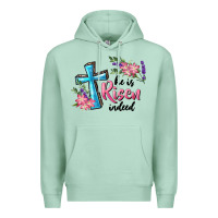 Seafoam He Is Risen Indeed Cross And Flowers Premium Hoodie - RanaPortraitStore