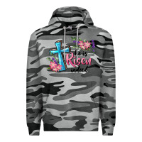 Slate Camo He Is Risen Indeed Cross And Flowers Premium Hoodie - RanaPortraitStore