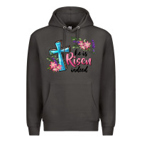 Smoke He Is Risen Indeed Cross And Flowers Premium Hoodie - RanaPortraitStore