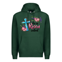 Sports Green He Is Risen Indeed Cross And Flowers Premium Hoodie - RanaPortraitStore
