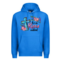 True Royal He Is Risen Indeed Cross And Flowers Premium Hoodie - RanaPortraitStore