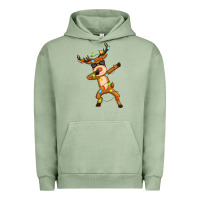 Pigment Oil Green dabbing deer Urban Hoodie - Zillion Design Studio