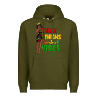 Army Green thick thighs juneteenth vibes with afro black woma Premium Hoodie - texasbilliewilder