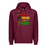 Burgundy thick thighs juneteenth vibes with afro black woma Premium Hoodie - texasbilliewilder