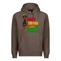 Coffee thick thighs juneteenth vibes with afro black woma Premium Hoodie - texasbilliewilder