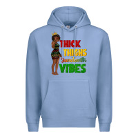 Colony Blue thick thighs juneteenth vibes with afro black woma Premium Hoodie - texasbilliewilder