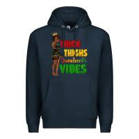 Navy thick thighs juneteenth vibes with afro black woma Premium Hoodie - texasbilliewilder