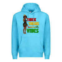 Ocean Blue thick thighs juneteenth vibes with afro black woma Premium Hoodie - texasbilliewilder