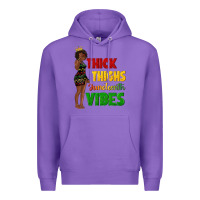 Purple thick thighs juneteenth vibes with afro black woma Premium Hoodie - texasbilliewilder