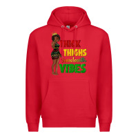 Red thick thighs juneteenth vibes with afro black woma Premium Hoodie - texasbilliewilder