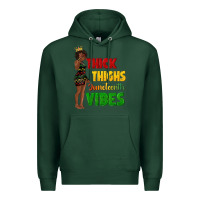 Sports Green thick thighs juneteenth vibes with afro black woma Premium Hoodie - texasbilliewilder