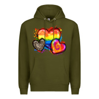 Army Green pride hearts Premium Hoodie - Zillion Design Studio