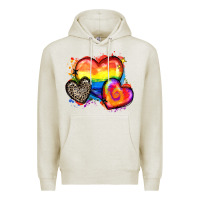 Oatmeal Heather pride hearts Premium Hoodie - Zillion Design Studio