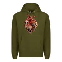 Army Green Heart Skulls Premium Hoodie - RanaPortraitStore