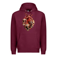 Burgundy Heart Skulls Premium Hoodie - RanaPortraitStore