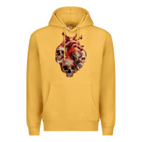 Mustard Heart Skulls Premium Hoodie - RanaPortraitStore