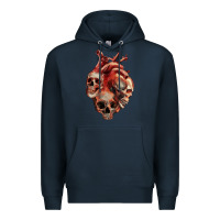 Navy Heart Skulls Premium Hoodie - RanaPortraitStore