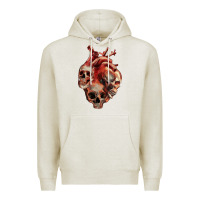 Oatmeal Heather Heart Skulls Premium Hoodie - RanaPortraitStore