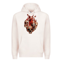 Pale Pink Heart Skulls Premium Hoodie - RanaPortraitStore