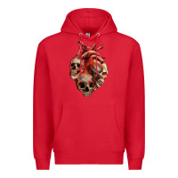 Red Heart Skulls Premium Hoodie - RanaPortraitStore