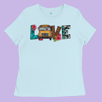 Love School Bus Ladies Tee Designed By Artiststas