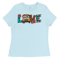Baby Blue love school bus Ladies Tee - Artiststas
