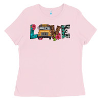 Bubblegum Pink love school bus Ladies Tee - Artiststas