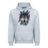 Heather Grey Wolf scratch mark Urban Hoodie - RanaPortraitStore
