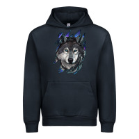 Navy Wolf scratch mark Urban Hoodie - RanaPortraitStore