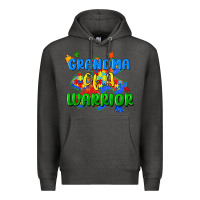 Charcoal Heather grandma of a warrior Premium Hoodie - Zillion Design Studio