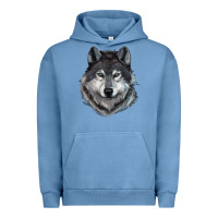 Pigment Pebble Blue Wolf Urban Hoodie - RanaPortraitStore
