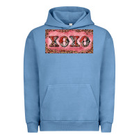Pigment Pebble Blue Xoxo cowhide and leopard Urban Hoodie - RanaPortraitStore
