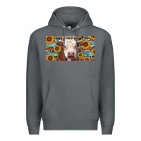 Rock Heifer With Sunflower And Serape Premium Hoodie - RanaPortraitStore
