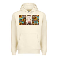 Sandshell Heifer With Sunflower And Serape Premium Hoodie - RanaPortraitStore