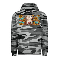 Slate Camo Heifer With Sunflower And Serape Premium Hoodie - RanaPortraitStore